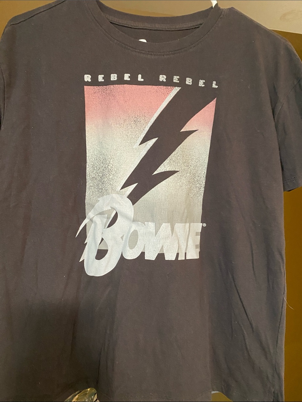 Bowie Rebel Rebel Graphic Tee — Black with Pink Accent